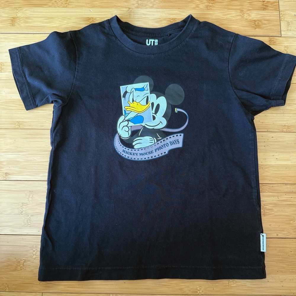 Uniqlo Kids Black Disney Mickey & Donald Photo Days Graphic Tee